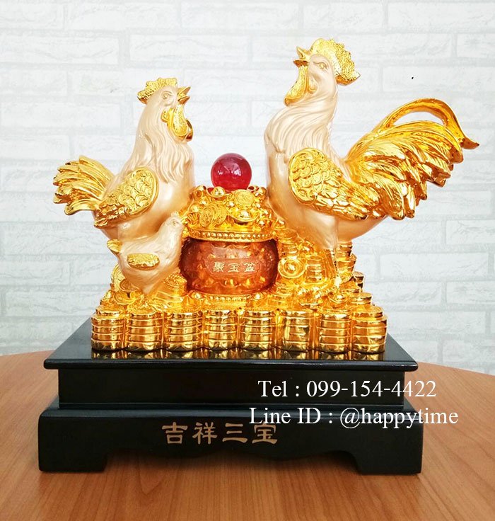 ครอบครัวไก่มงคล กระถางเงินทอง