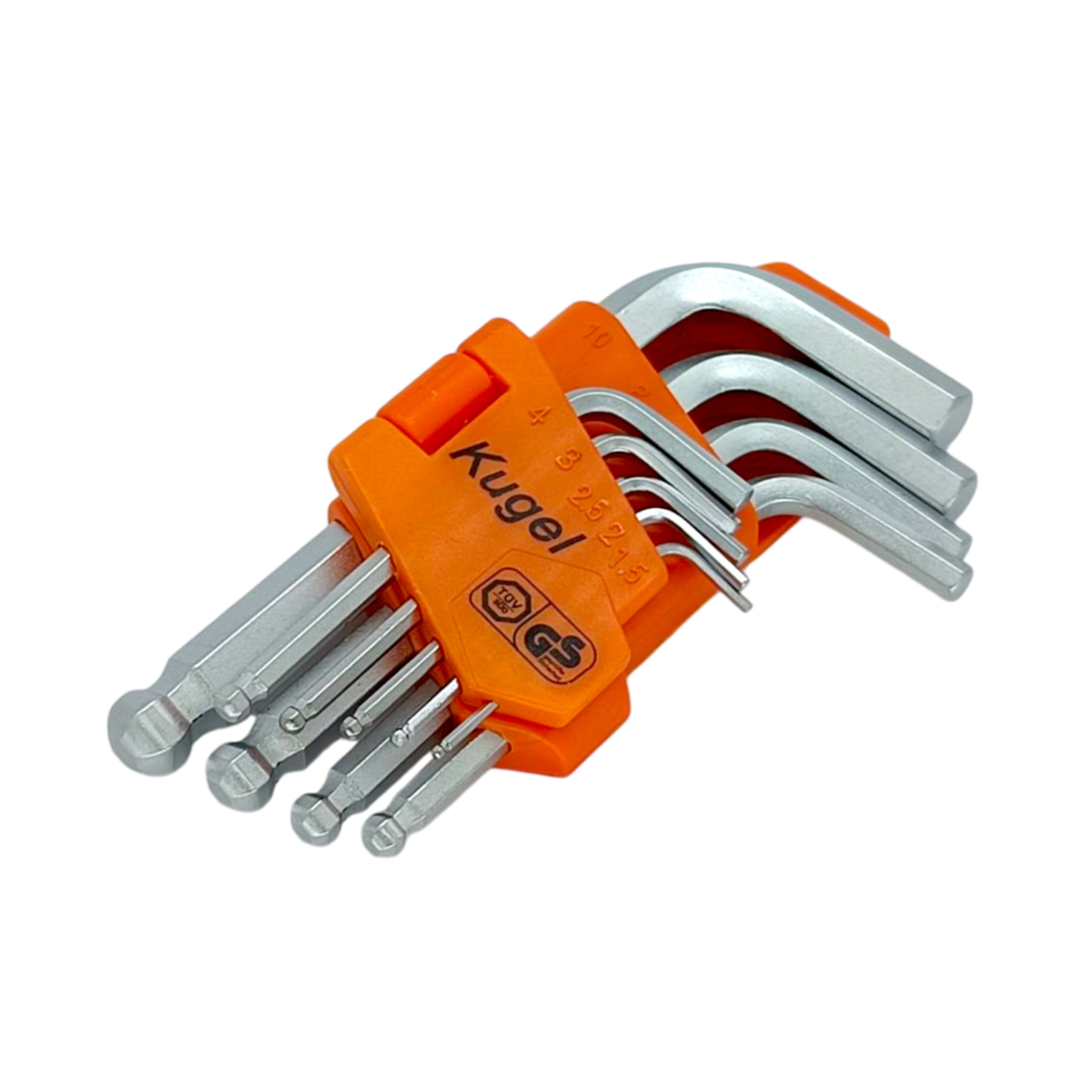 ชุดหกเหลี่ยมตัวสั้น มิล ประแจหกเหลี่ยมหัวบอล 9 ตัวชุด ขนาด 1.5-10mm KUGEL