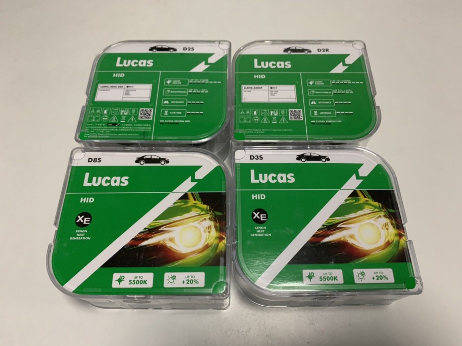 LUCAS HID Xenon bulb 2 หลอด สำหรับรถยนต์ซีนอลโรงงานตรงรุ่น ขั้ว D2S D2R D3S D8S D4S +20% 5500K