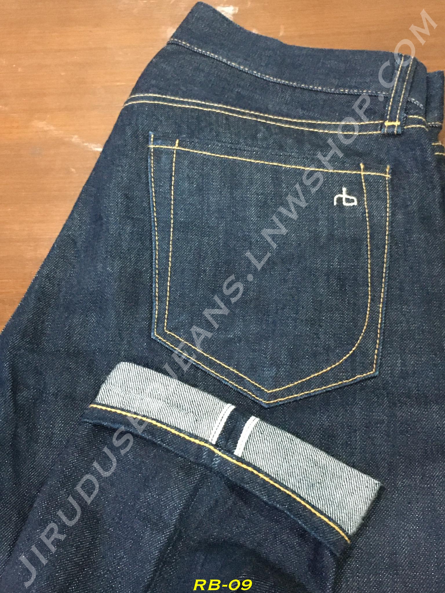 9. Rag & Bone - Fit 2 กระบอกเล็ก ผ้าดิบ White Oak ริมน้ำเงิน 10oz เอว 32 ยาว 33 Made in USA