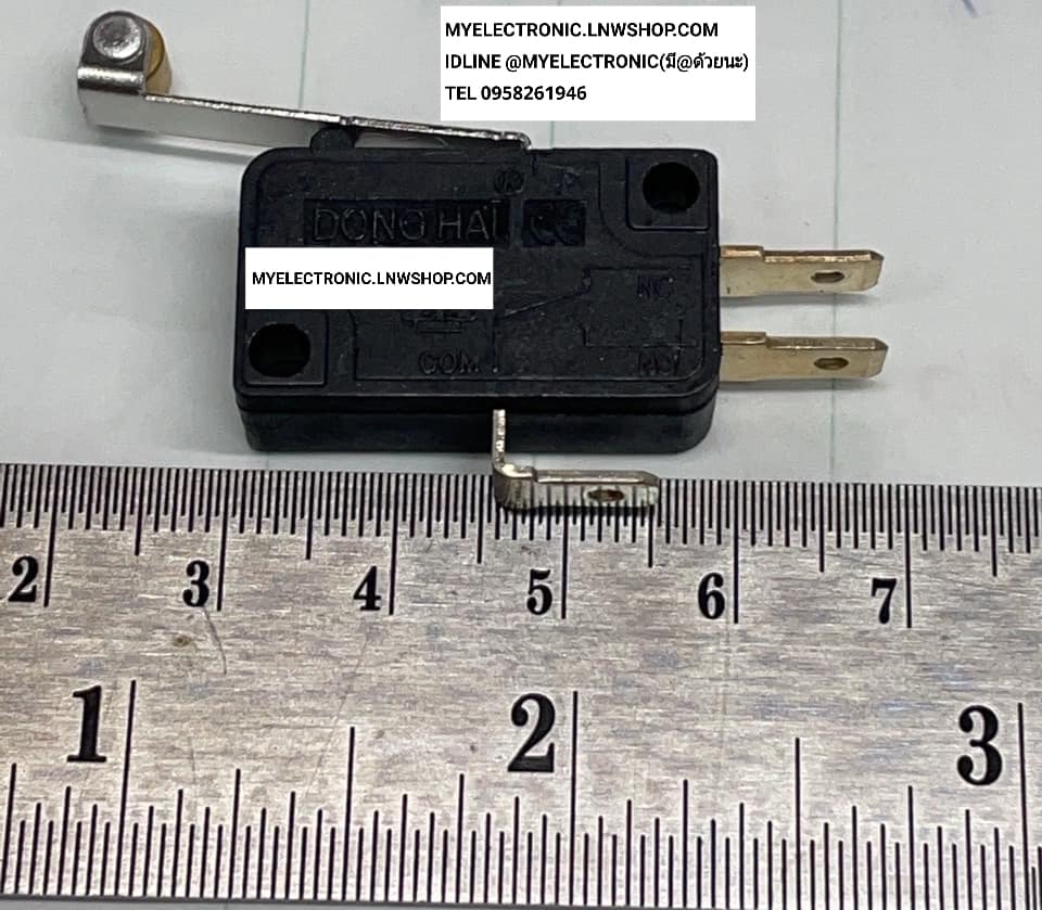ขาย ไมโครสวิทช์ก้านยาวมีล้อ 16A125/250V ไมโครสวิทช์มีล้อ รุ่น SWKW3-OZ-1 ไมโครสวิทช์ ก้านยาว มีล้อ ยี่ห้อ DONG HAI ราคาตัวละ บาท