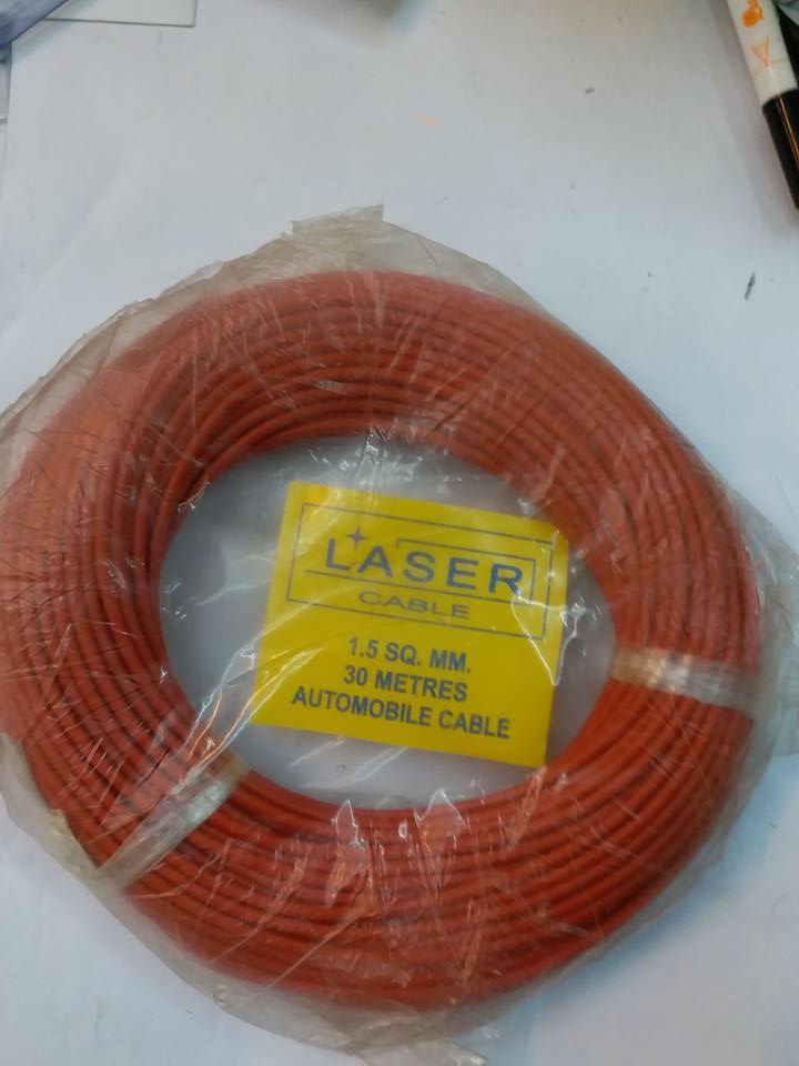 สายไฟอ่อนสีแดงเดินวงจรขนาด1.5มม.เส้นทองแดงฝอย1ม้วนยาว30เมตรWIRE COLOR RED 1.5MM สายไฟ1.5SQMM1ม้วน=30เมตรยี่ห้อLASER CABLEสายไฟ1.5มม.สีน้ำแดงสายไฟ1.5MMราคาม้วนล่ะ