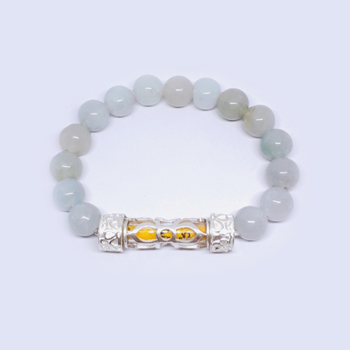 สร้อยข้อมือ JADE&SILVER92.5% ( BRA902 ) @ 5.5 cm. เขียว-ขาว 1 BRA902