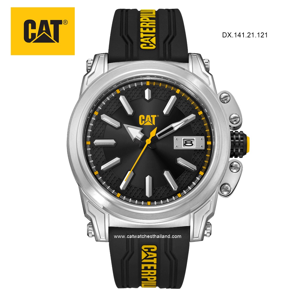 นาฬิกา CAT รุ่น ADVENTURER ตัวเรือนสแตนเลส หน้าปัดดำ สายยาง รหัส DX.141.21.121