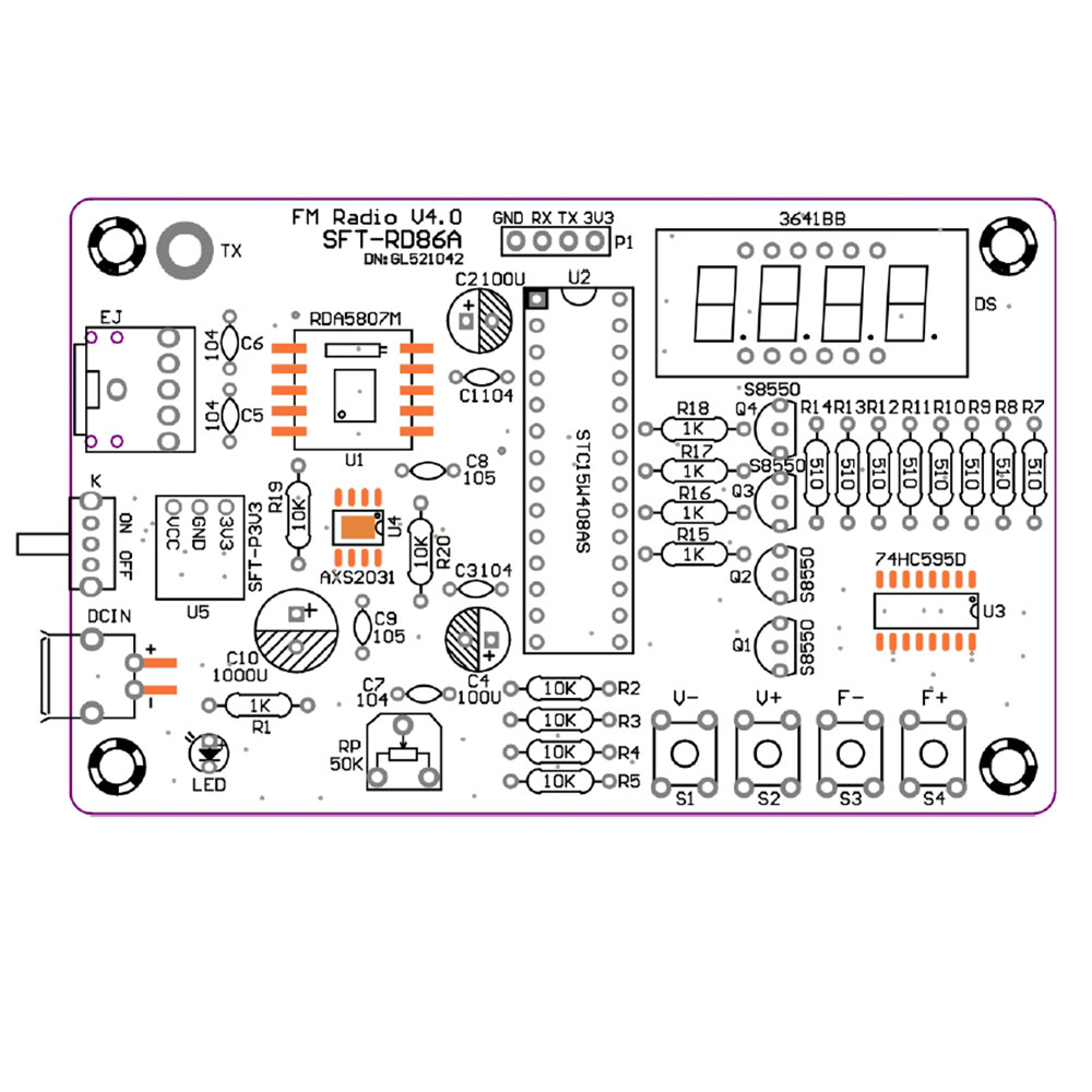 ชุดคิทเครื่องรับวิทยุ FM ใช้ไอซี RDA5807M พร้อมกล่อง