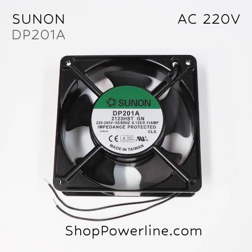 พัดลม Fan SUNON (DP201A, 2123HST.GN) AC220V 120x120x38mm 0.125/0.11A (2wire)