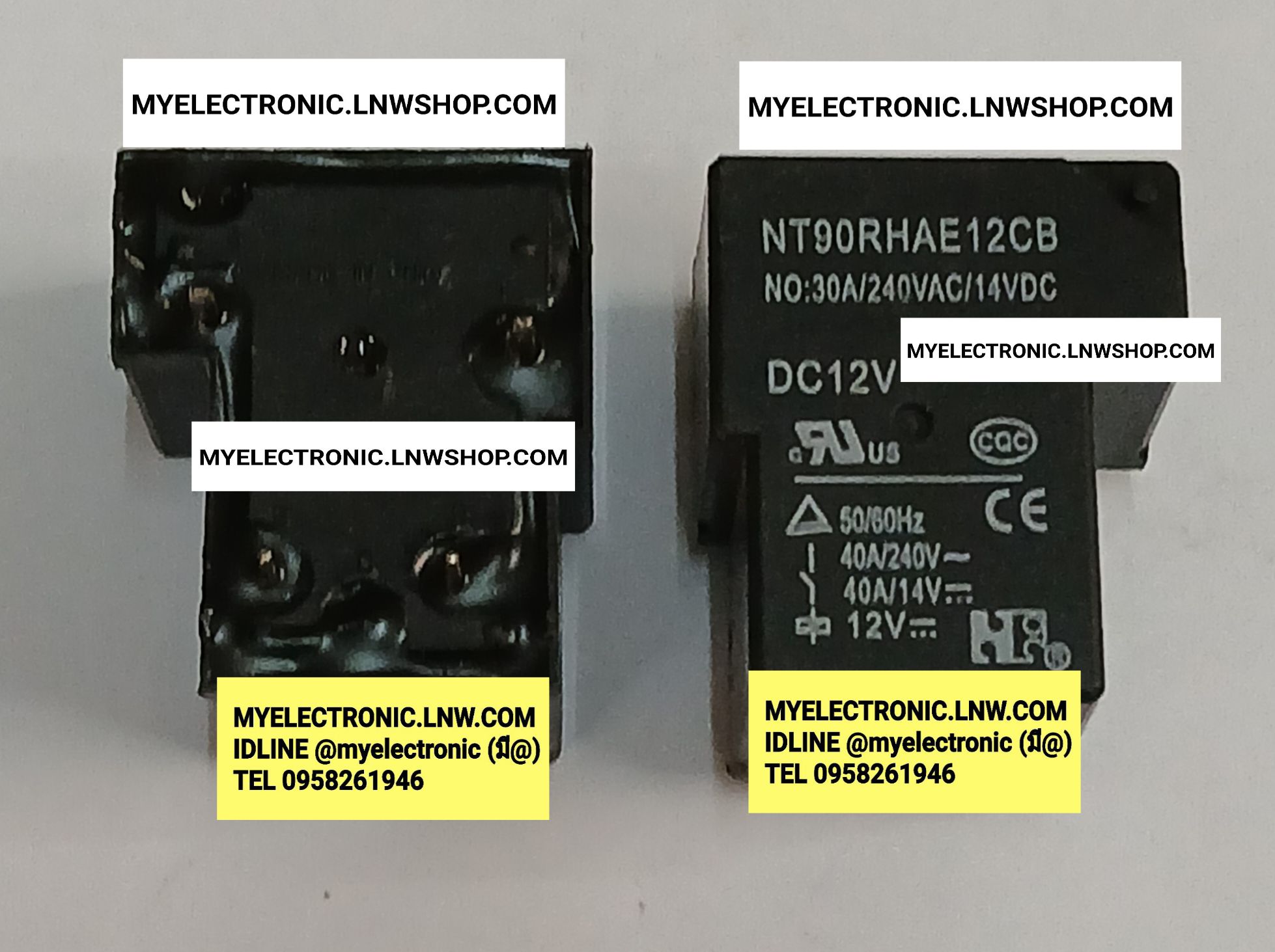 ขาย NT90RHAE12CB รีเลย์12V4ขา NO:30A/240VAC/14VDC รีเลย์คอยล์12V4ขา 40A/240V AC 40A/14V DC รีเลย์ RELAY ราคา ตัวละ . . . หน่วย บาท