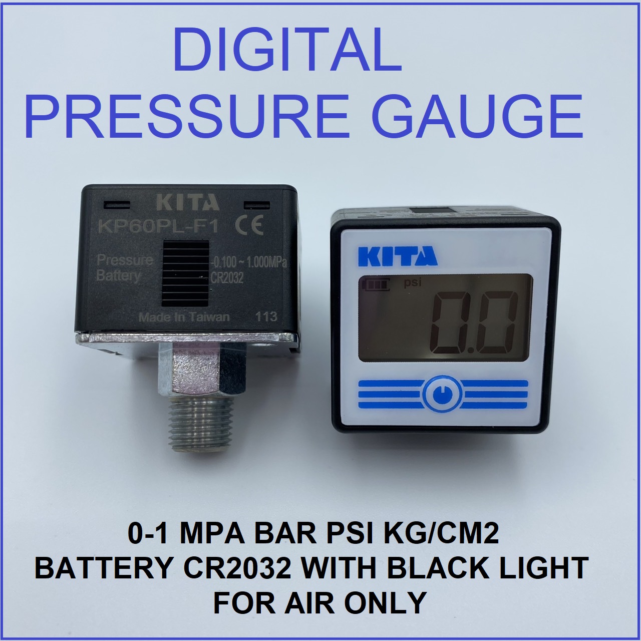 DIGITAL PRESSURE GAUGE 0-10 BAR MPA PSI KG/CM2 เกลียว 1/8"PT