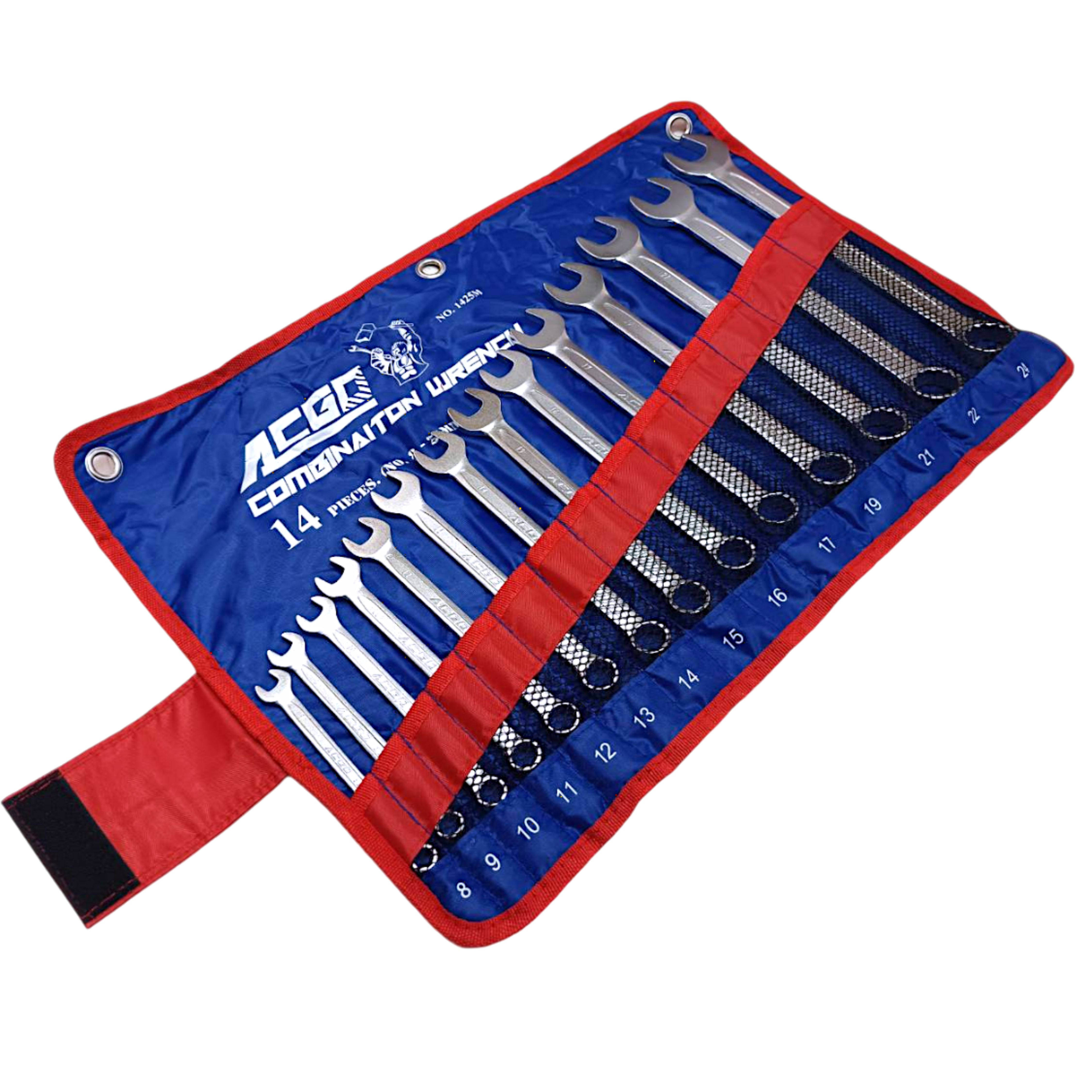 ACGO ประแจแหวนข้างปากตายแบบชุด 14 ตัว ขนาด 8-24 mm No.1425M