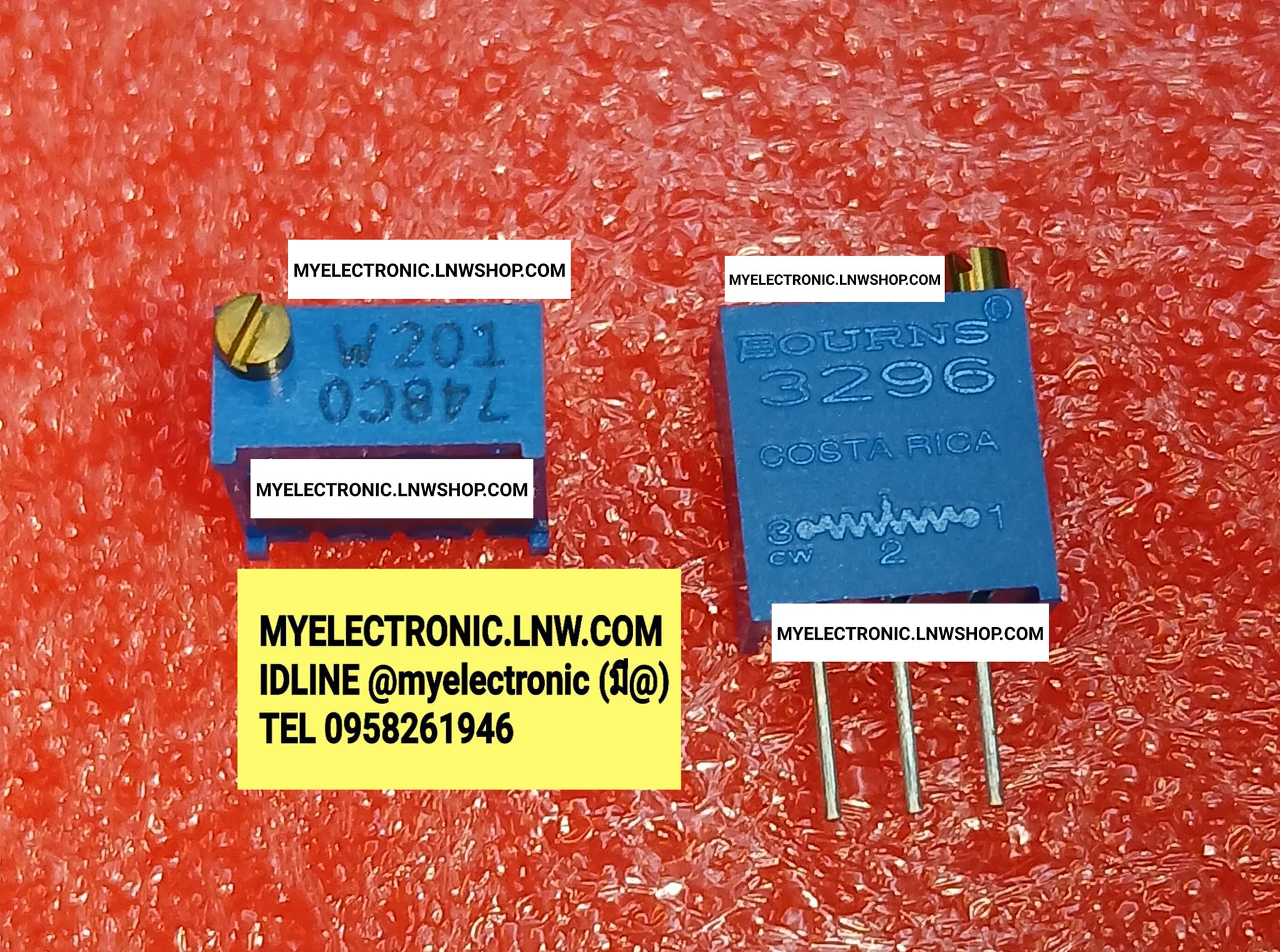 ขาย VR200ohm VR3296W W201 VR200โอห์ม VR200R VR 3296W 200ohm 200โอห์ม 200R 200E VR 200 ohm โอห์ม รุ่นW200,VR200โอห์ม VRทริมพอร์ตเกือกม้า ยี่ห้อ BOURNS ของแท้ ราคา ตัวละ . . . . . หน่วย บาท