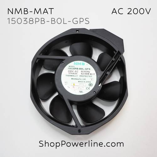 พัดลมใบพัดโลหะ Fan NMB-MAT (15038PB-B0L-GPS) AC200V 172x150x38mm 40/42W (2pin)