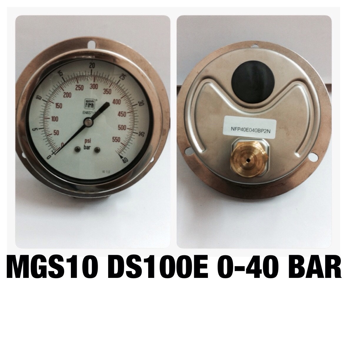4 นิ้ว 0-40BAR (0-550PSI) ออกหลัง มีปีก 1/2" ทองเหลือง NPT