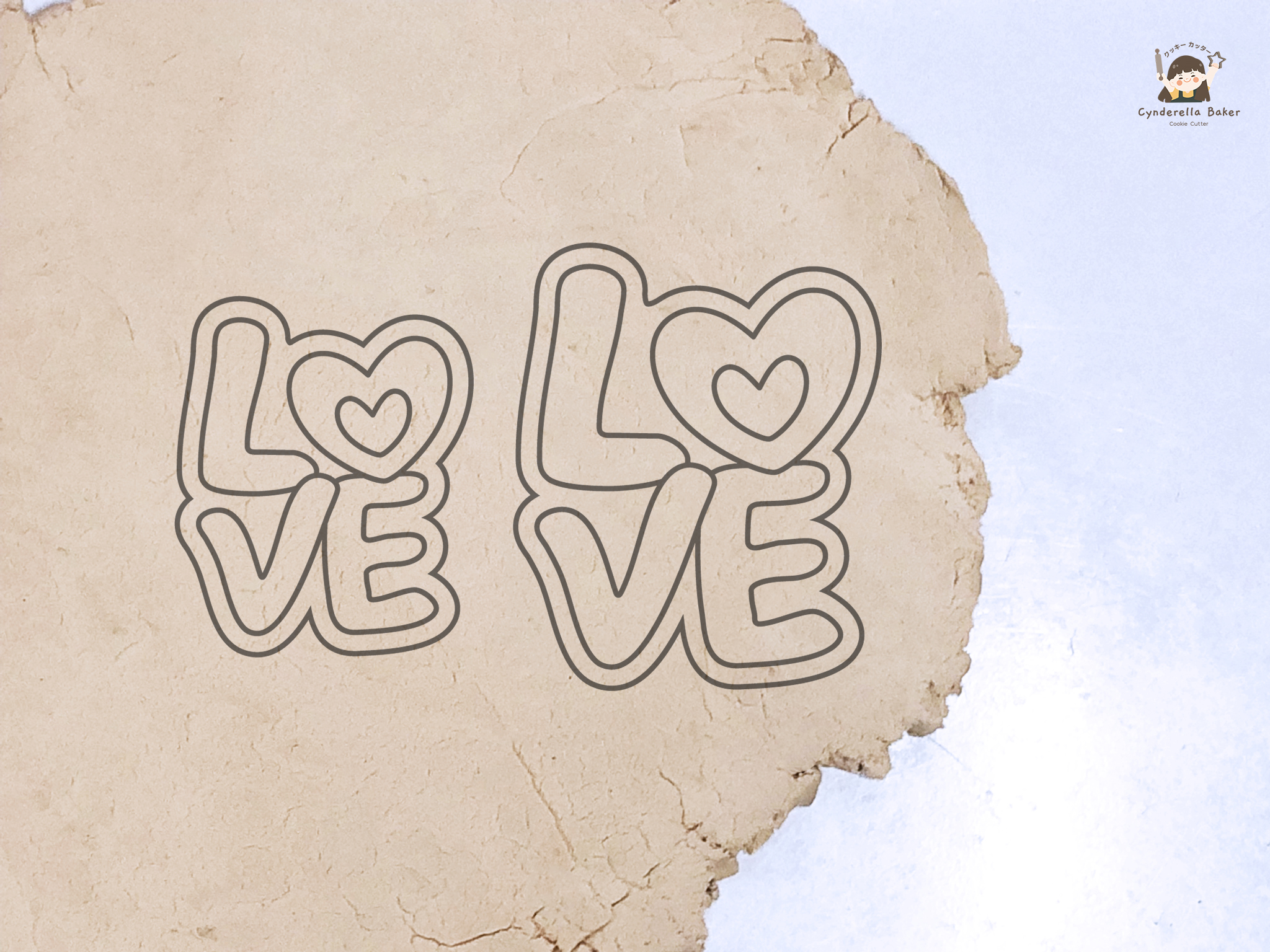 พิมพ์กดคุกกี้ ลาย Love (เลือกขนาดด้านใน)