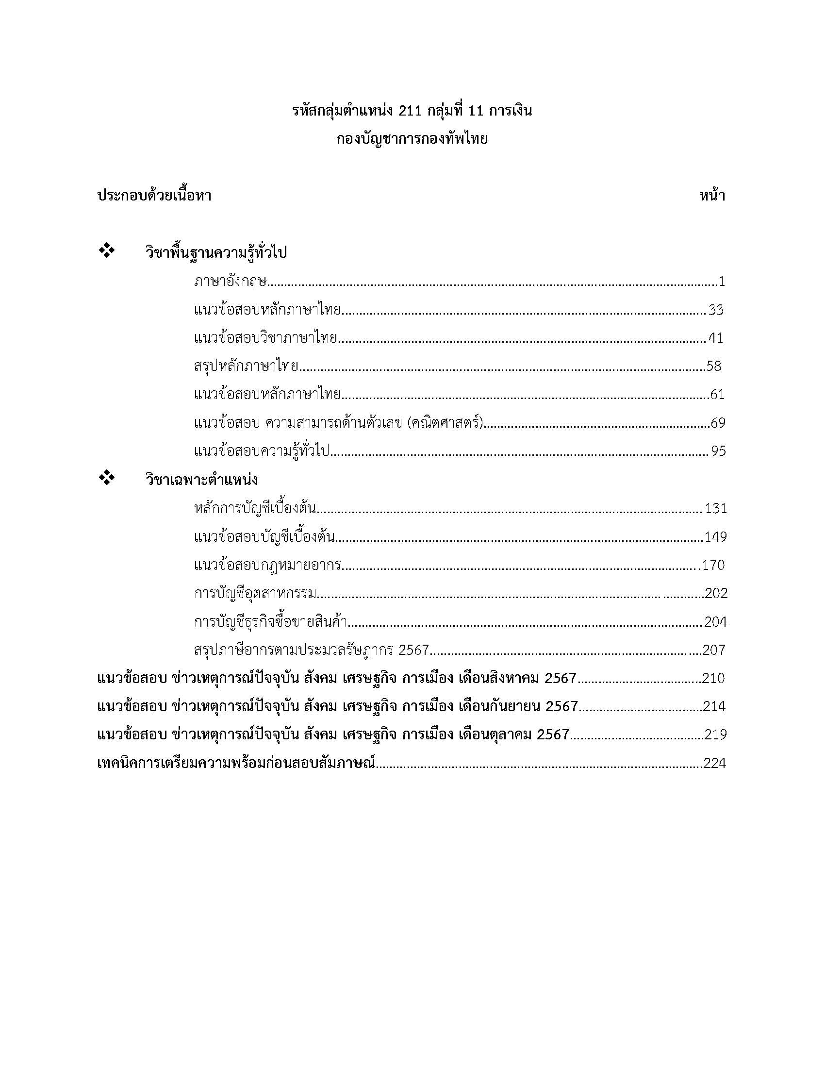 โหลดแนวข้อสอบ รหัสกลุ่มตำแหน่ง 211 กลุ่มที่ 11 การเงิน กองบัญชาการกองทัพไทย