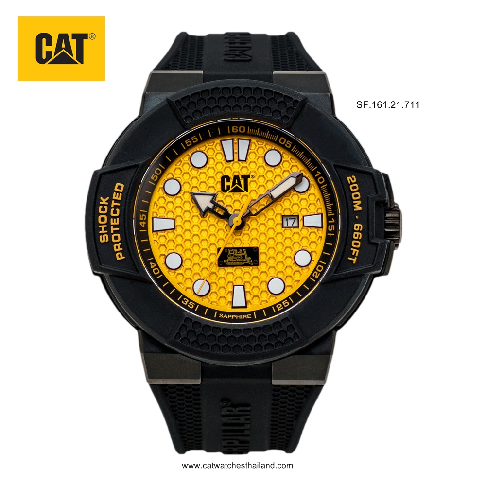 นาฬิกา CAT รุ่น SHOCKMASTER Limited Edition รหัส SF.161.21.711 (สายยาง หน้าปัดสีเหลือง) กันน้ำ 200 เมตร กระจกแซฟไฟร์ รองรับการใช้งานทางน้ำและการกระแทกสูง (Shock Protection)