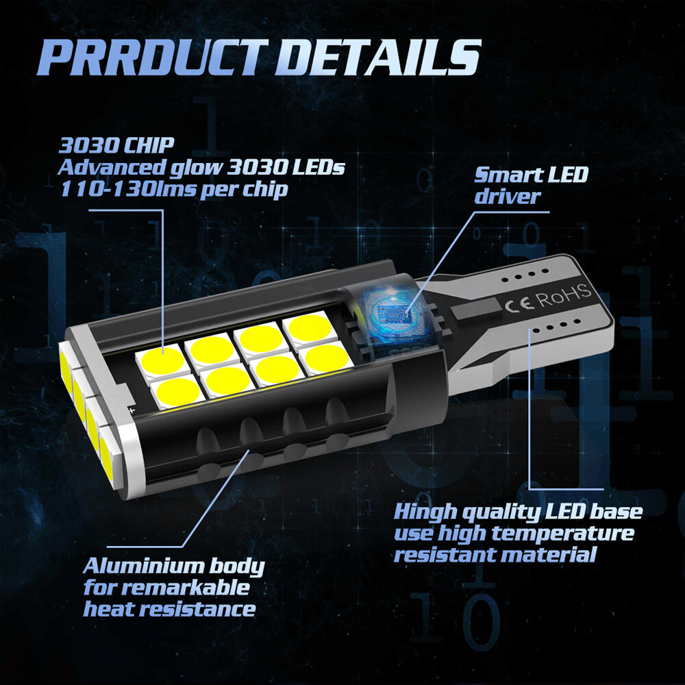 GZ ไฟถอย LED ขั้ว T15 3030LAMP BEADE 20SMD 2200LM 15W หลอดไฟถอย