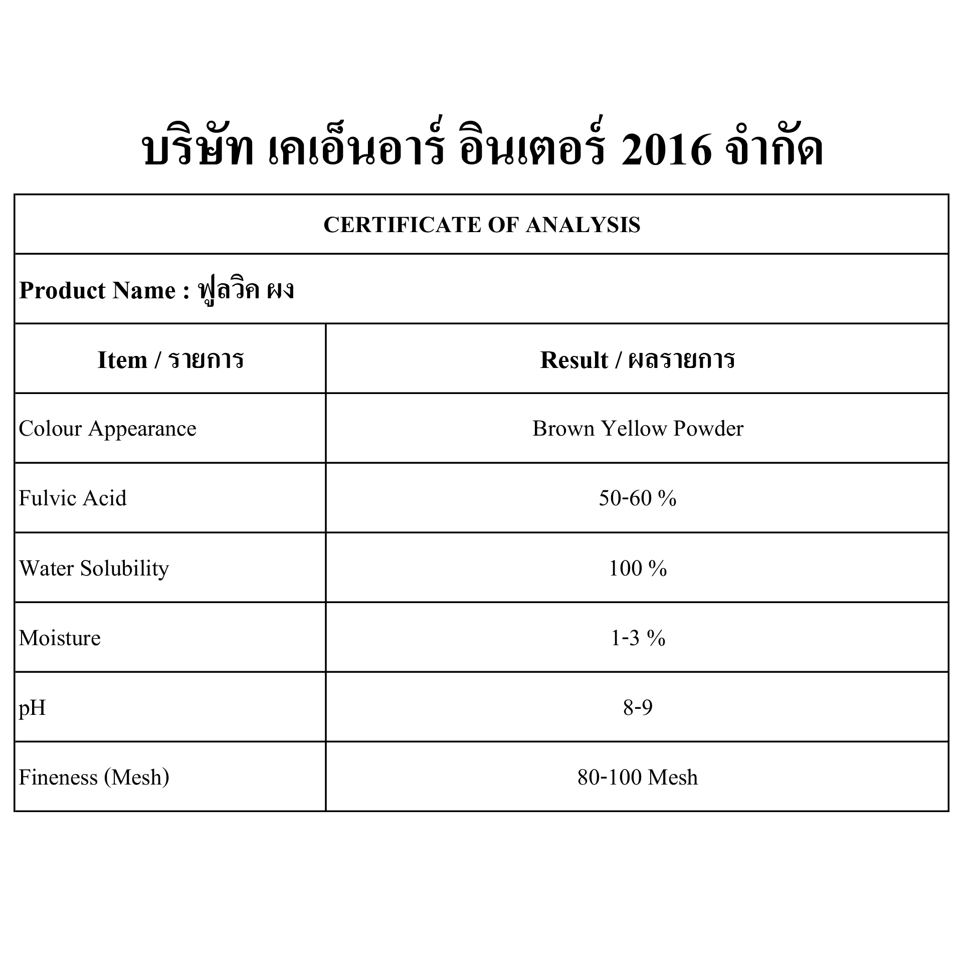 ฟูลวิคผง 50%