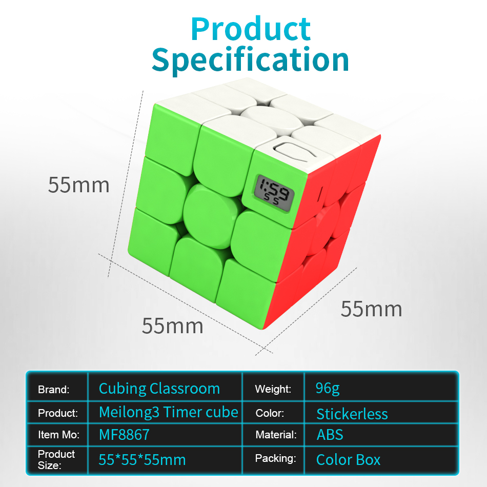 รูบิค 3x3 Rubik MoYu Timer in rubik NEW รูบิคมีที่จับเวลาในตัว ขนาด 55mm ออกแบบใหม่หมด antipop stickerless เคลือบสีจากโรงงาน มีน้ำหนักเบา 96 กรัม เล่นลื่น เล่นทน ของแท้ รูบิค.รูบิก.ลูกบิด.Rubik.ของเล่นเสริมพัฒนาการ ไอคิว ฝึกสมาธิ