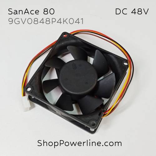 พัดลมใบพัดโลหะ Fan SanAce80 (9GV0848P4K041) DC48V 80x80x25mm 0.22A (4wire White B3 Plug)