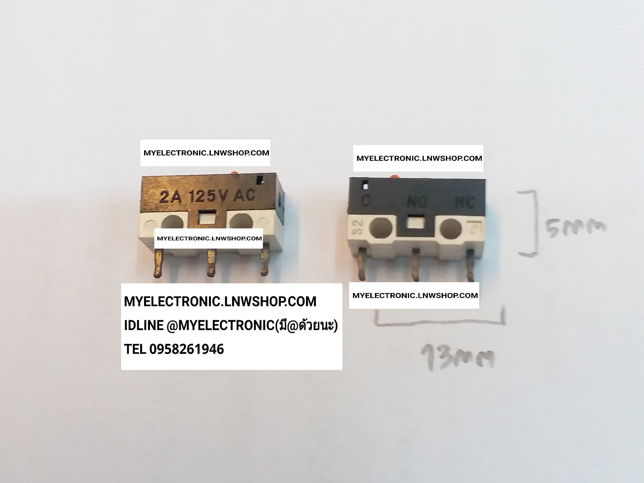 ขาย ไมโครสวิทช์ไม่มีก้านตัวเล็กรุ่นD2F.1.FLขนาดตัวยาว13มม.สูง5มมหนา5มม.ก้านยาว13มม.สเปค2A125VAC ไมโครสวิทช์ ไม่มีก้าน ตัวเล็ก รุ่น D2F.1.FL 2A125VAC ราคา ตัวละ . . . . หน่วย บาท