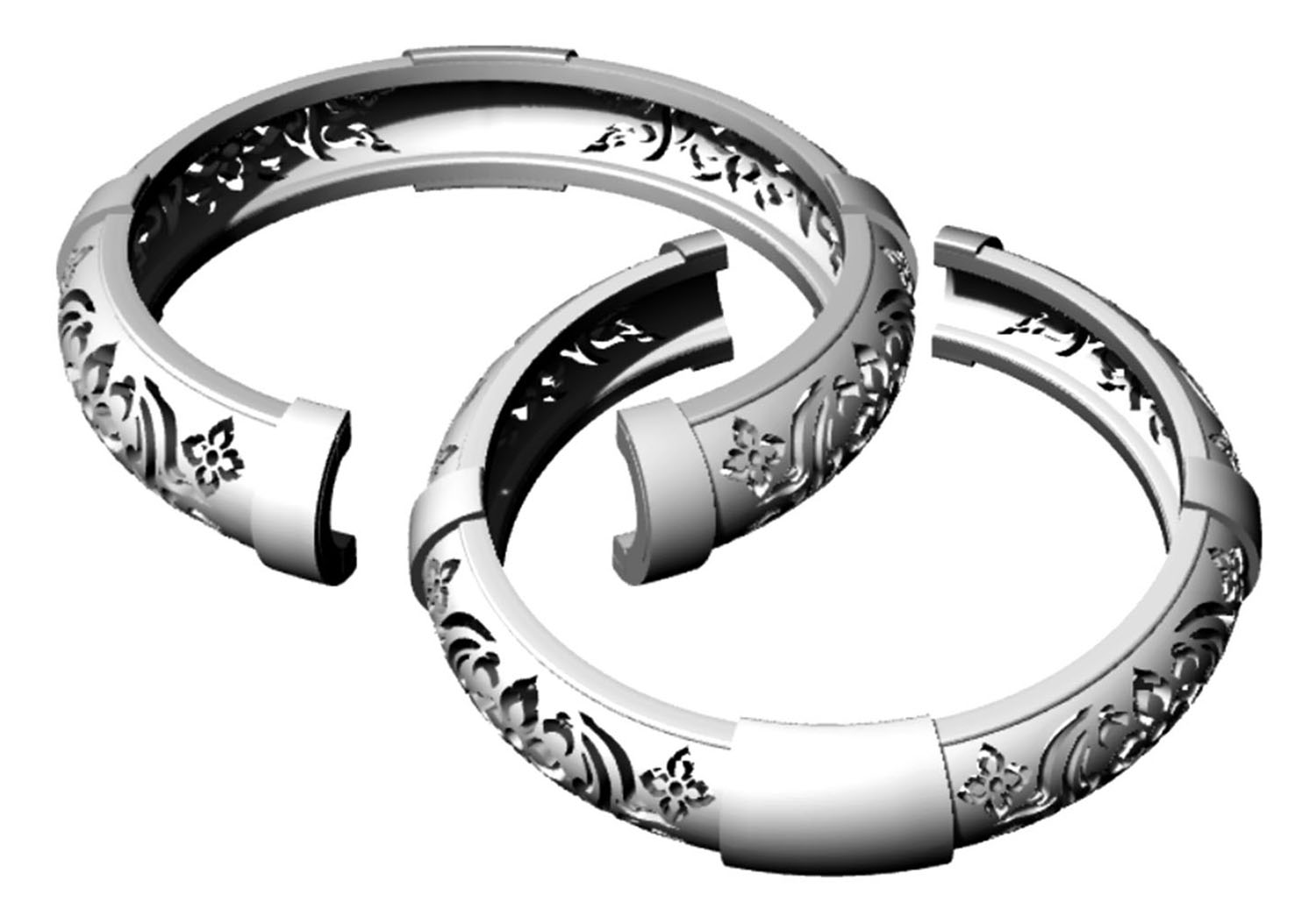 MODEL 3D กำไลอัตลักษณ์ไทย BS-900 @5.5cm. WHITE 1 3D BS-900