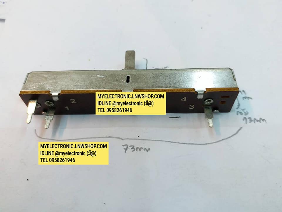 โวลุ่มสไลด์B20K 3ขาตัวยาว73มม.กว้าง13มม.สูง11มม.แกนยาว15มม.ยี่ห้อALPHAโวลุ่ม20KBสไลด์