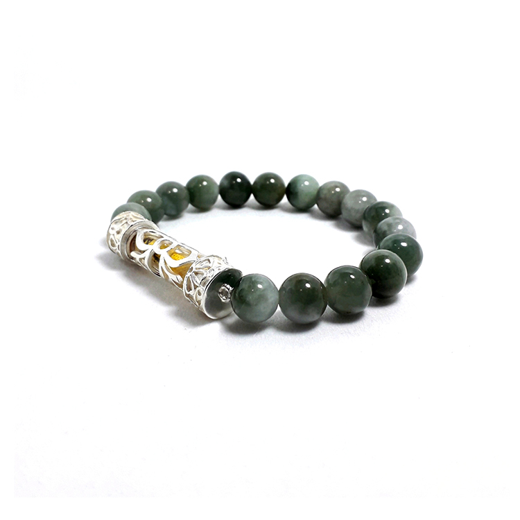 สร้อยข้อมือ คั่นตะกรุด SILVER 92.5% ( 501 ) S,M,L white-green 1 bra501