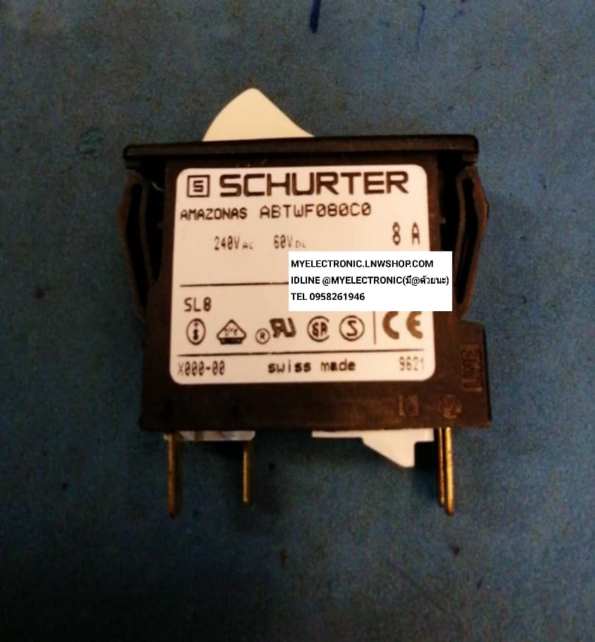 ขาย สวิทช์เปิดปิด4ขา ยี่ห้อSCHURTER รุ่น ABTWF080C0 สวิทช์4ขาทอง สวิทช์เบรคเกอร์ เปิดปิด ไม่เด้ง 8A250VAC 60VDC AMAZONAS ราคาตัวละ บาท