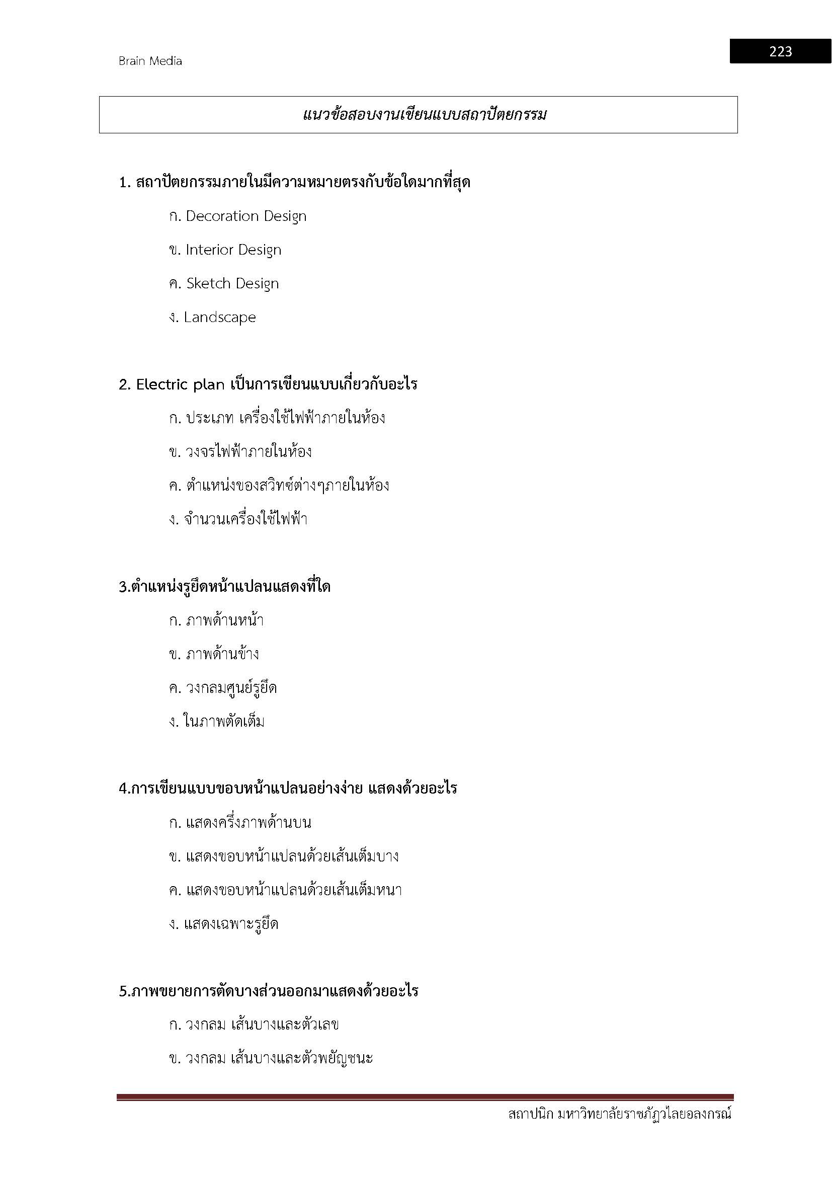 โหลดแนวข้อสอบ สถาปนิก มหาวิทยาลัยราชภัฏวไลยอลงกรณ์