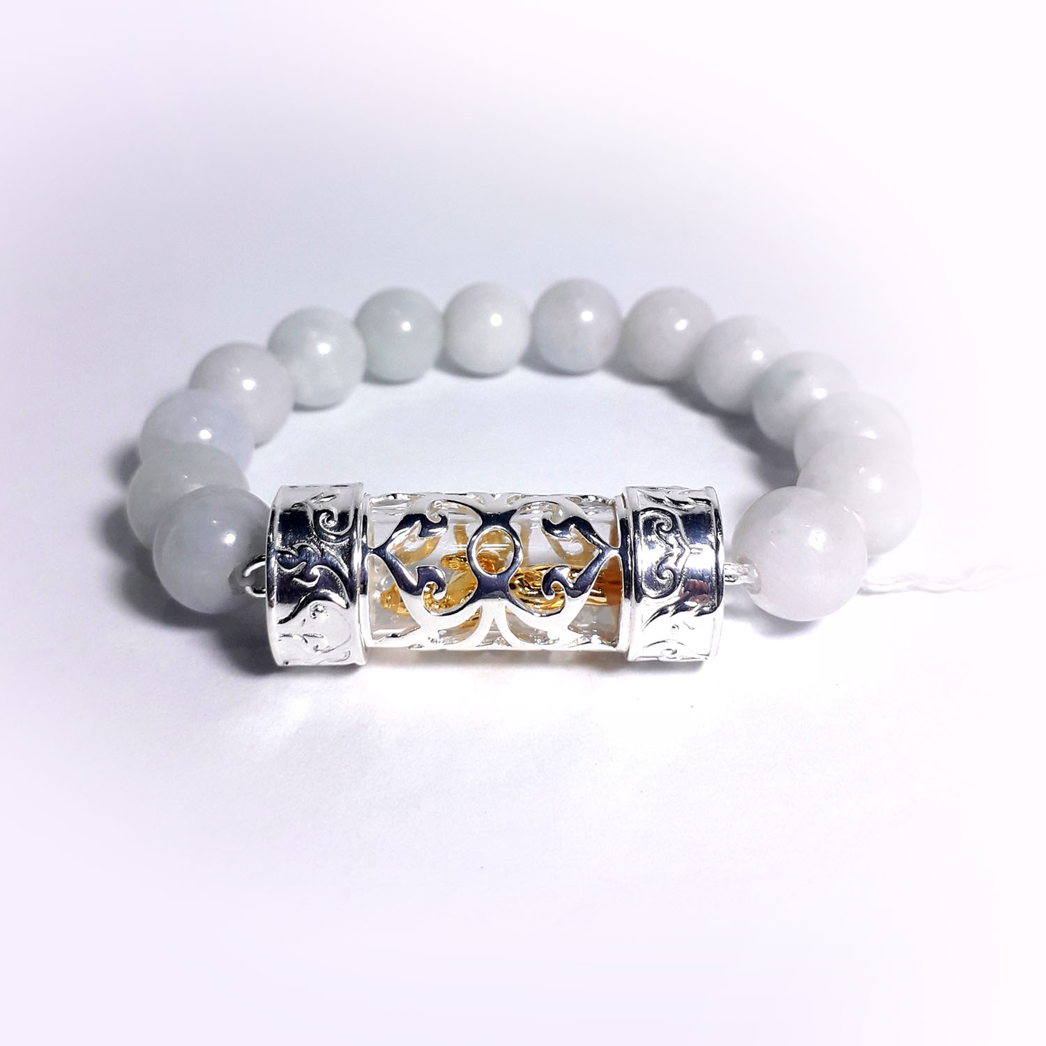 Bracelet Jade Natural 5 cm. SILVER 92.5% 1 BG-29