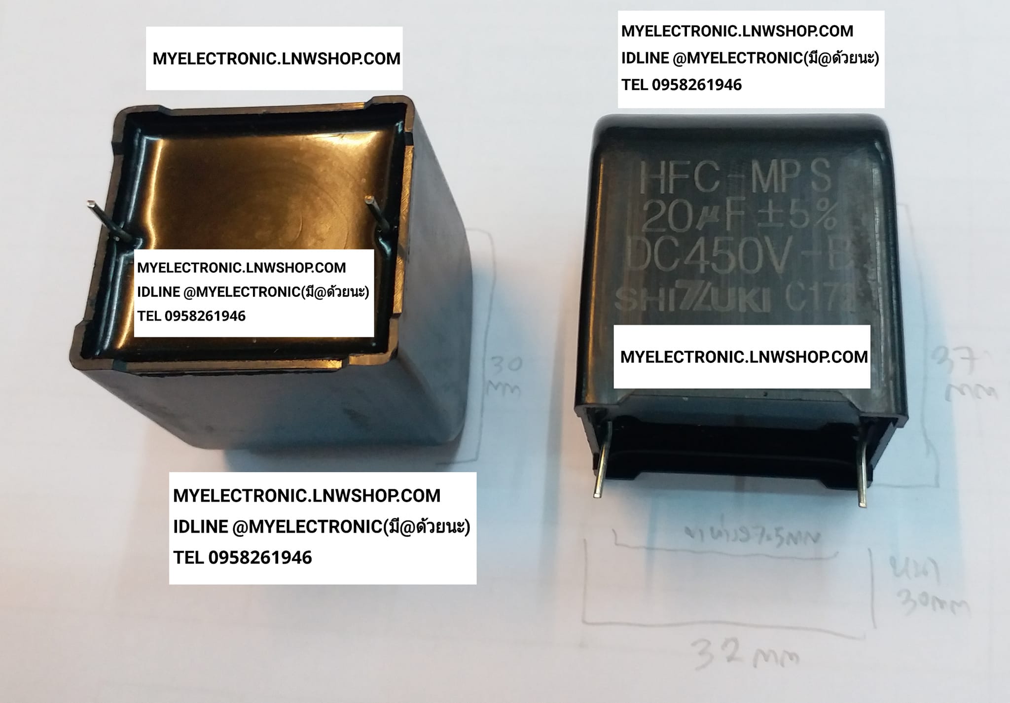 ขาย 20UF450VDC -B , 20UFDC450V-B , 20MFD450V , 20MFD450V รุ่น HFC-MP S ยี่ห้อ SHIZUKI คาปาซิเตอร์ บอร์ด แผง แอร์ DAIKEN คาปาซิเตอร์แอร์ไดกิ้น คาปาซิเตอร์แผงแอร์ไดกิ้น คาปาซิเตอร์บอร์ดแอร์ไดกิ้น ไดกิ้น ทรง เหลี่ยมดำ ราคา ตัวละ หน่วย . . . . . บาท