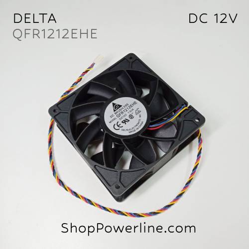 พัดลม Fan DELTA (QFR1212EHE) DC12V 120x120x38mm 1.5A (4wire White B3 Plug)