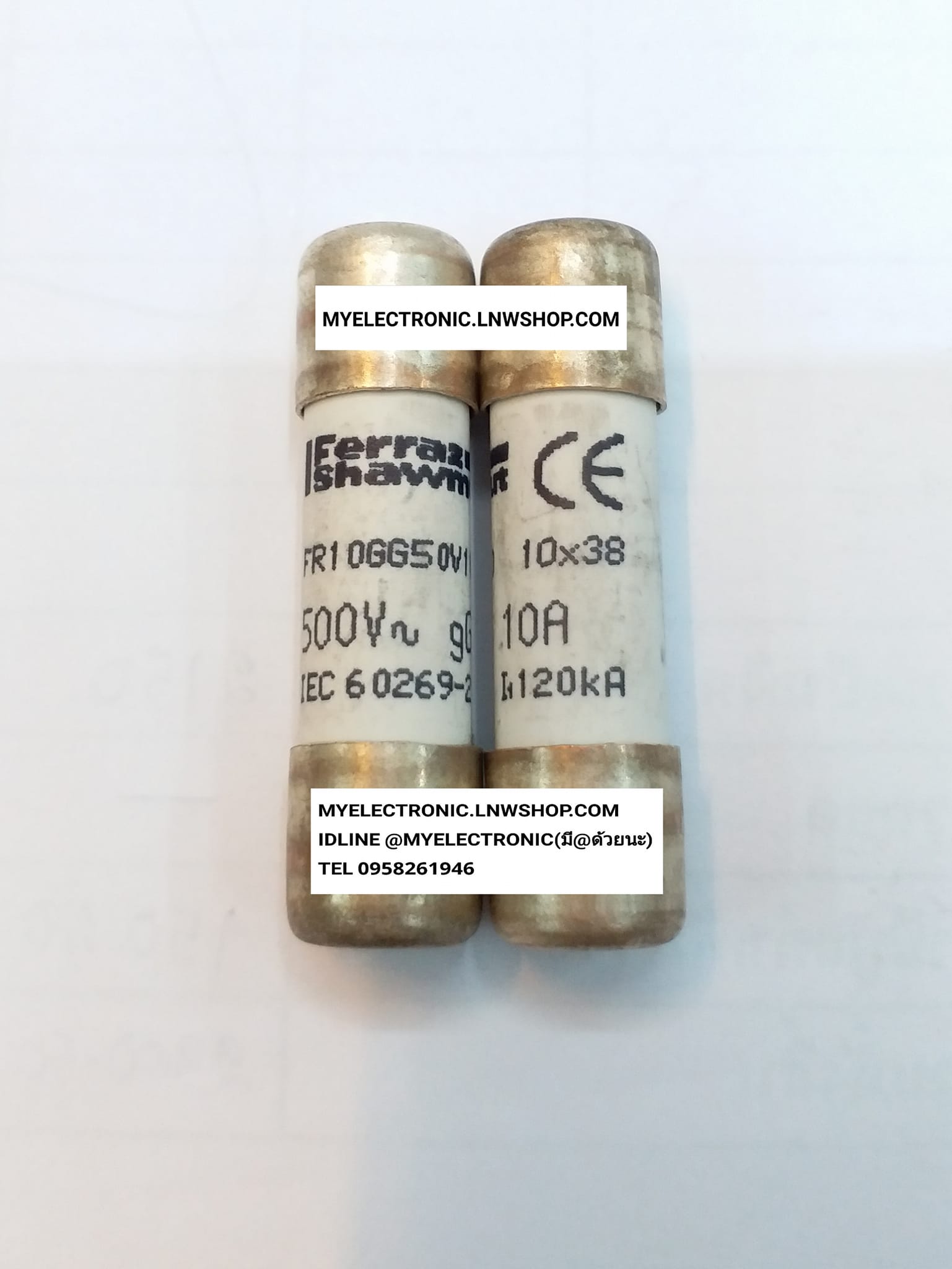 ขาย ฟิวส์10A500V ฟิวส์10×38มม. 10x38MM. รุ่น FR10GG50V10 FUSE ฟิวส์ 10A500V GG 500V CP 10X38 GG 16031 S218194J ยี่ห้อ FS FERRAZ SHAWMUT ราคา ตัวละ . . . . หน่วย บาท