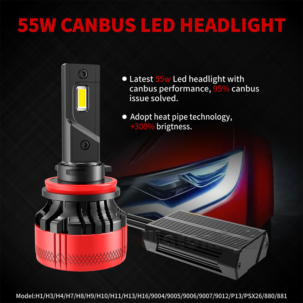 หลอดไฟรถยนต์รุ่น F6 CANBUS LED headlight (รับประกัน 12 เดือน) H4 H7 H11 6000K 22000LM 55W CANBUS แท้ กล่องไม่ตัด bt50 ฟอร์ดt6