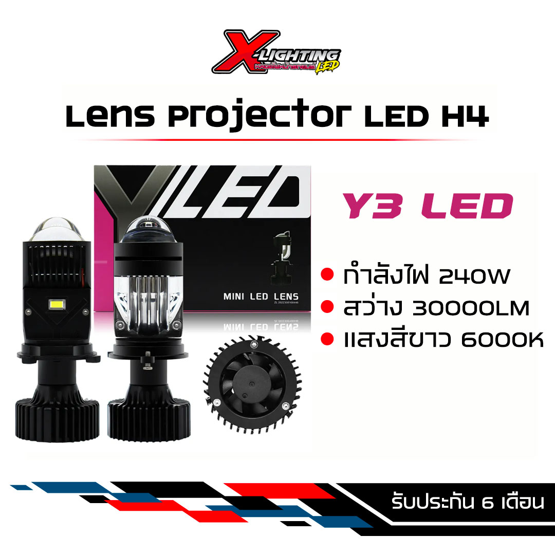 Y3 LED ไฟหน้า H4 เลเซอร์เลนส์ Bi-LED Mini โปรเจคเตอร์ไฟหน้าหลอดไฟ 12V ตรงรุ่น RHD ขับขวา 30000LM