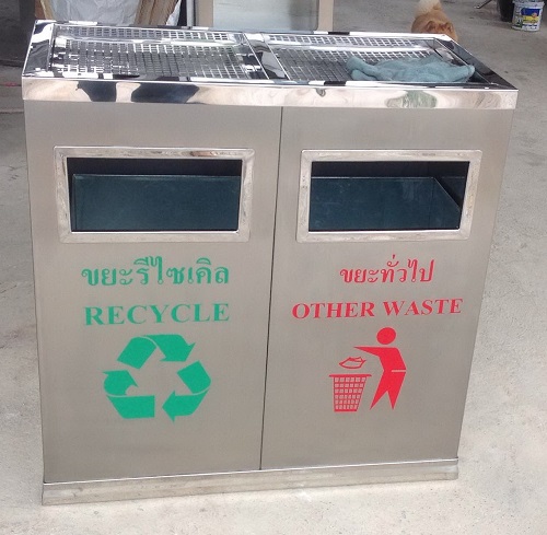 ถังขยะ recycle สแตนเลส 2 ช่อง