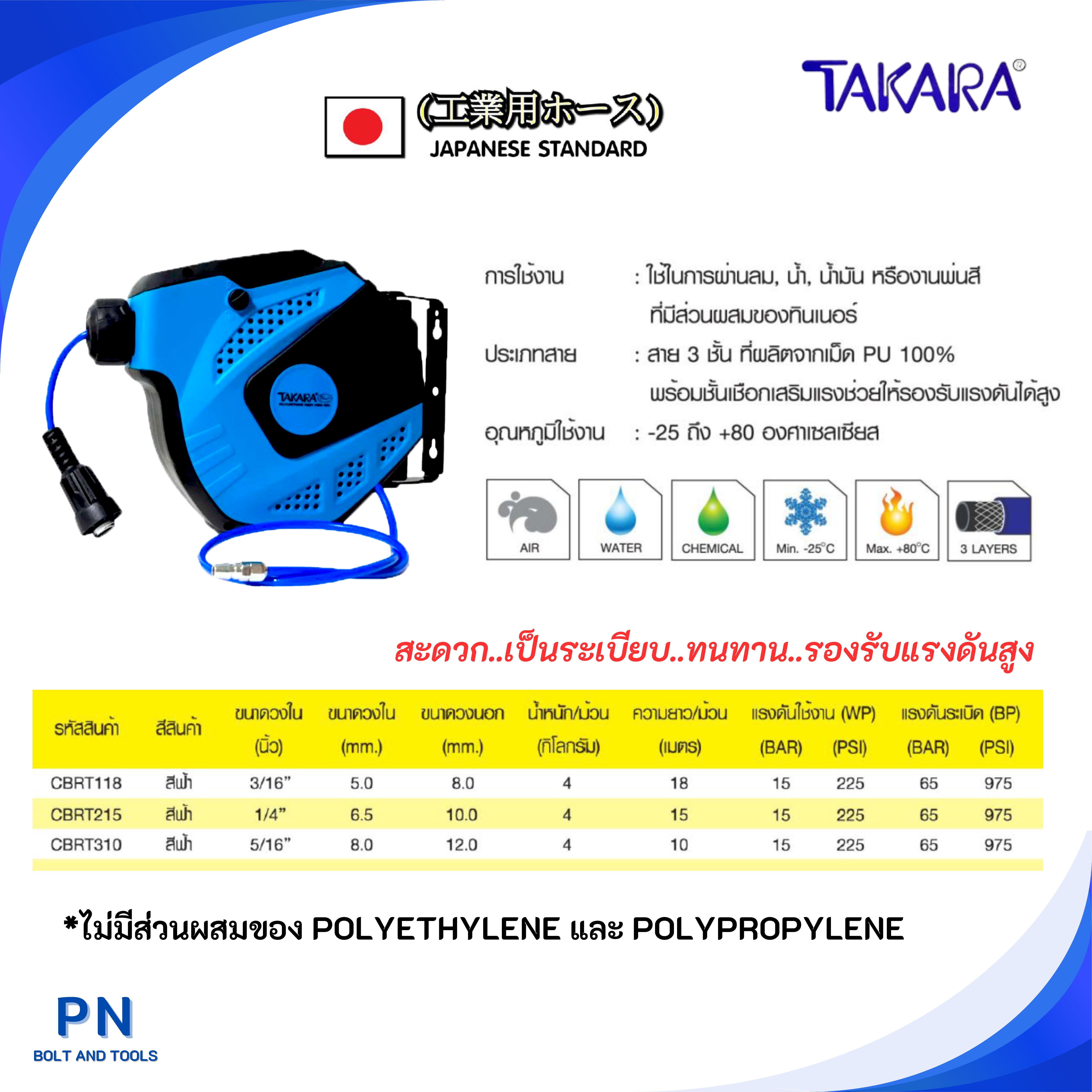 TAKARA โรลสายลมอัตโนมัติ สายโพลียูรีเทน