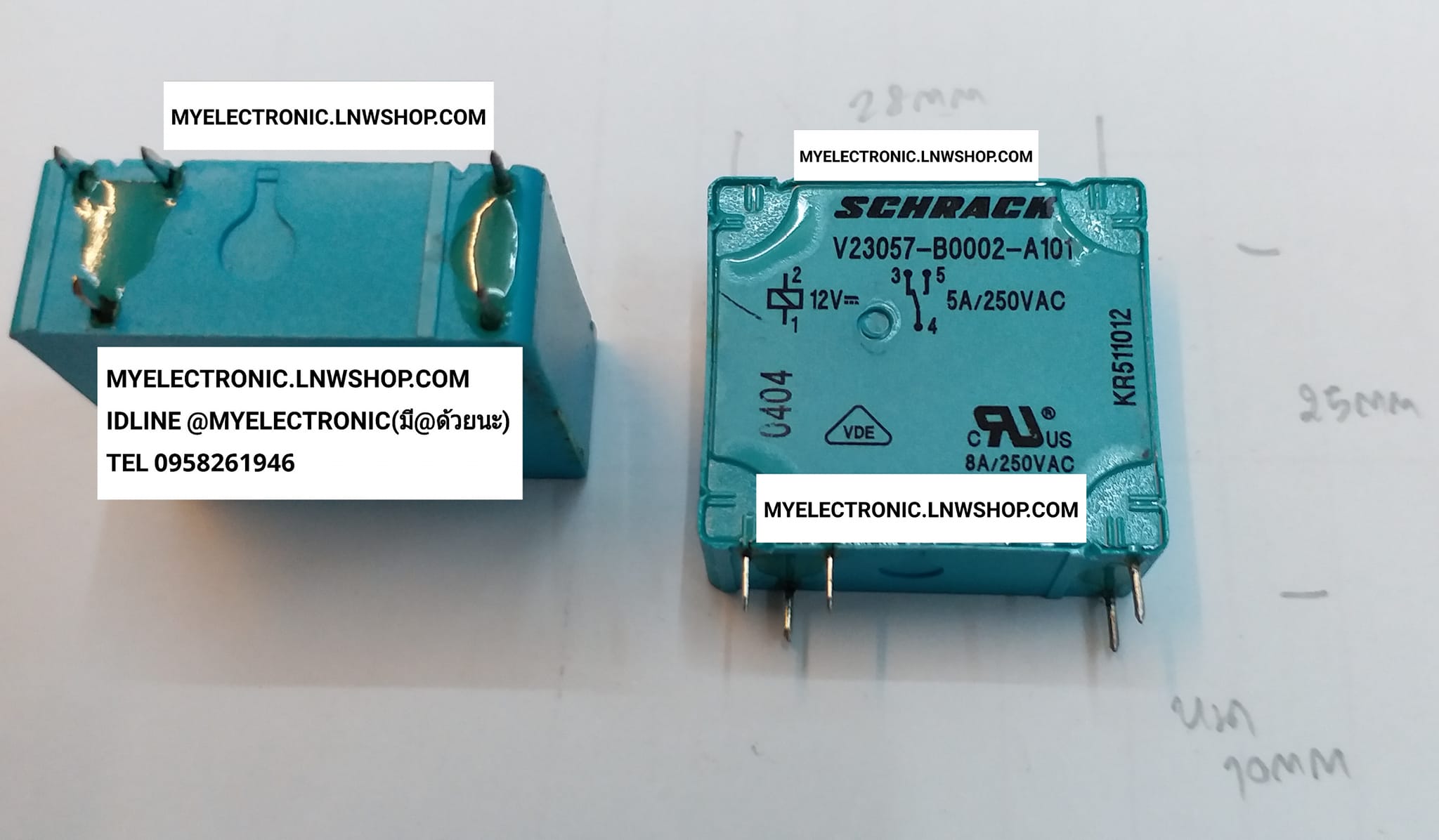 ขาย รีเลย์12V5ขา V23057-B0002-A101 รีเลย์คอยล์12V5ขา ยี่ห้อ SCHACK คอนแทรก8A250V CONTRAC 8A250V ราคา ตัวละ . . . . หน่วย บาท