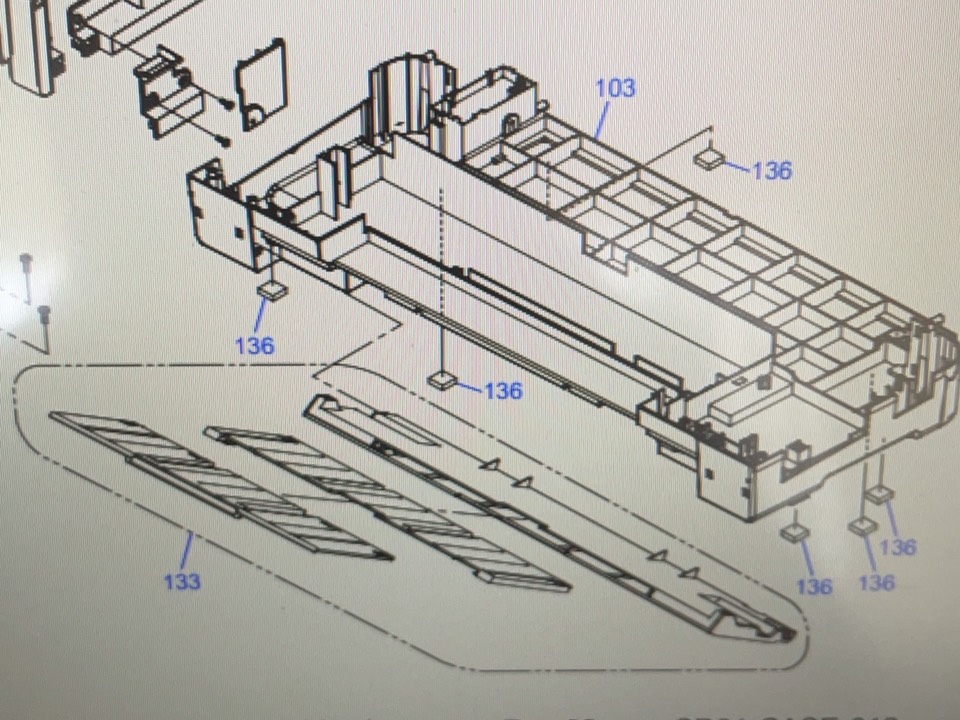 "ถาดรับกระดาษด้านล่างตรงรองรับกระดาษออก" stacker unit EPSON L1800/L1300 "ตำแหน่งที่ 133"