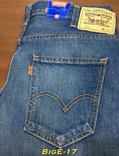 17. ใหม่พร้อมป้าย - Levi’s LVC 606 Super Slim Big E ป้ายส้ม ขาเดฟ Made in USA เอว 34 ยาว 33 (ดีเทลรอยขาดที่เข่าขวา)