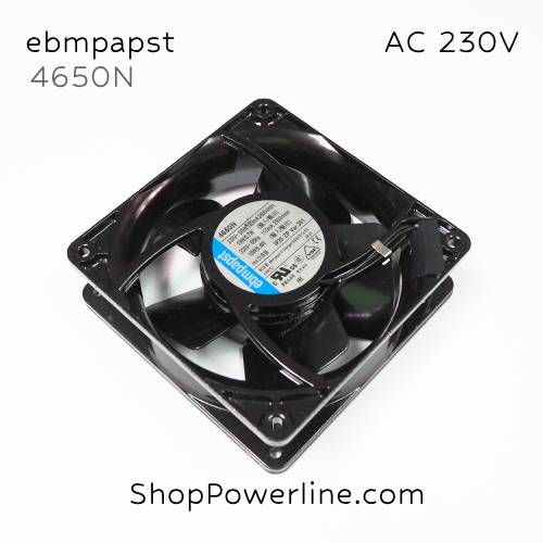 พัดลมใบพัดโลหะ Fan ebmpapst (4650N) AC230V 120x120x38mm 0.11/0.12A 18/19W (2pin)