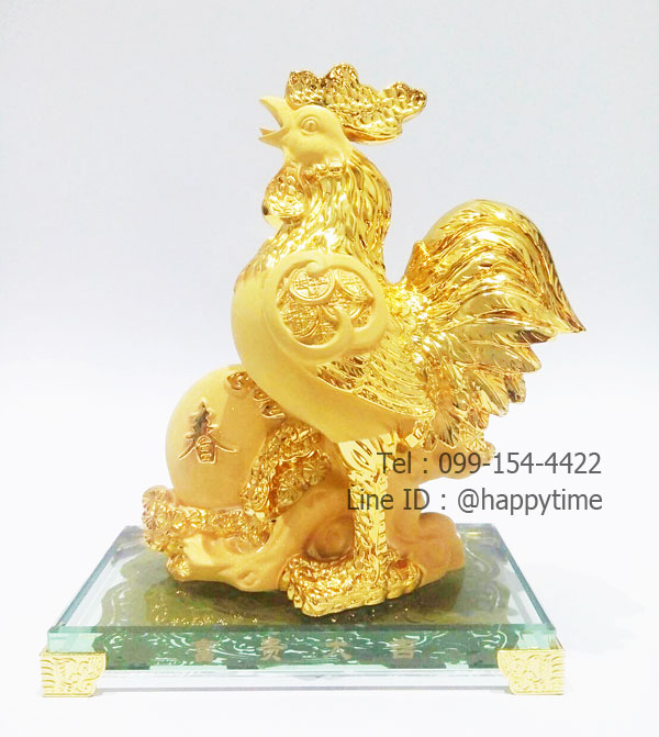 ไก่มงคลเรซิ่น สีทองพ่นทราย