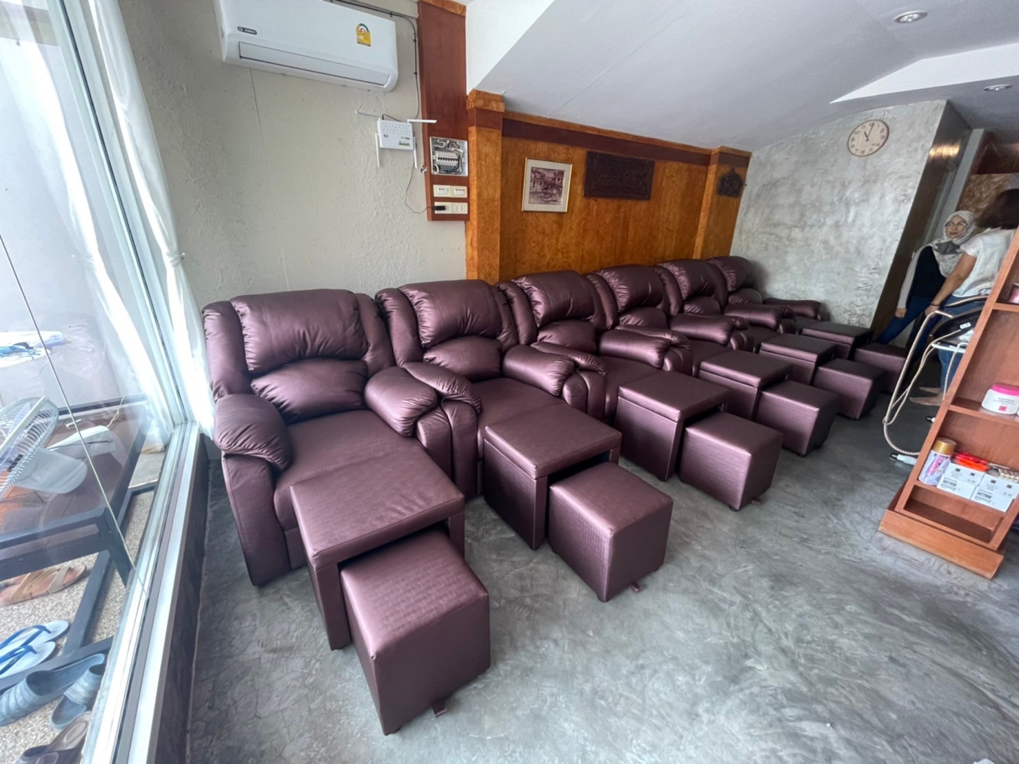 เก้าอี้นวดเท้ารุ่นแขนตรง ชุด 3 ชิ้น 💥PU silk สี ม่วง 3118 💥 ราคายังไม่รวมค่าส่ง