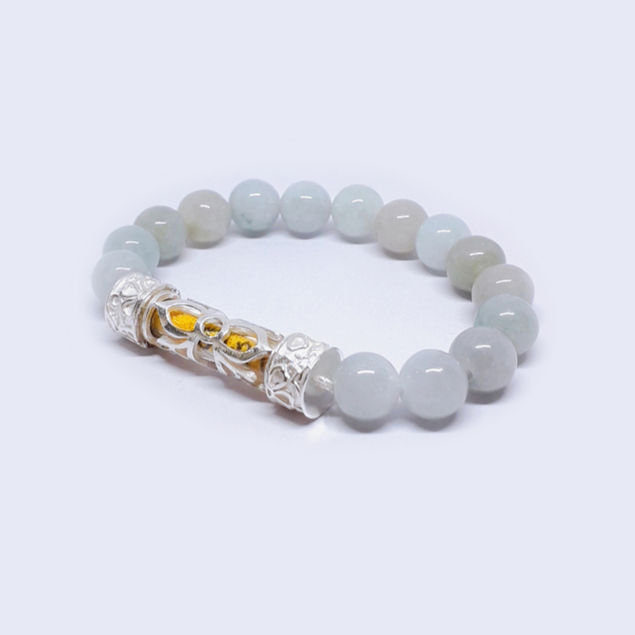 สร้อยข้อมือ JADE&SILVER92.5% ( BRA902 ) @ 5.5 cm. เขียว-ขาว 1 BRA902