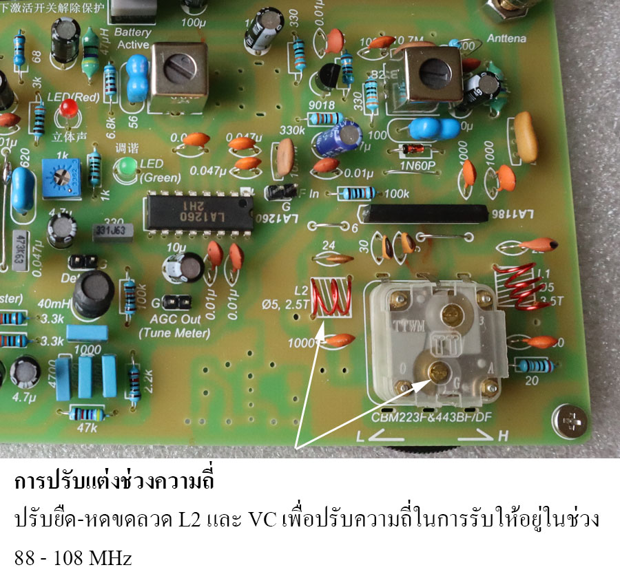 ชุดคิทเครื่องรับวิทยุ FM แบบใช้ไอซีรุ่น ICR1260F (ยังไม่ได้ประกอบ)