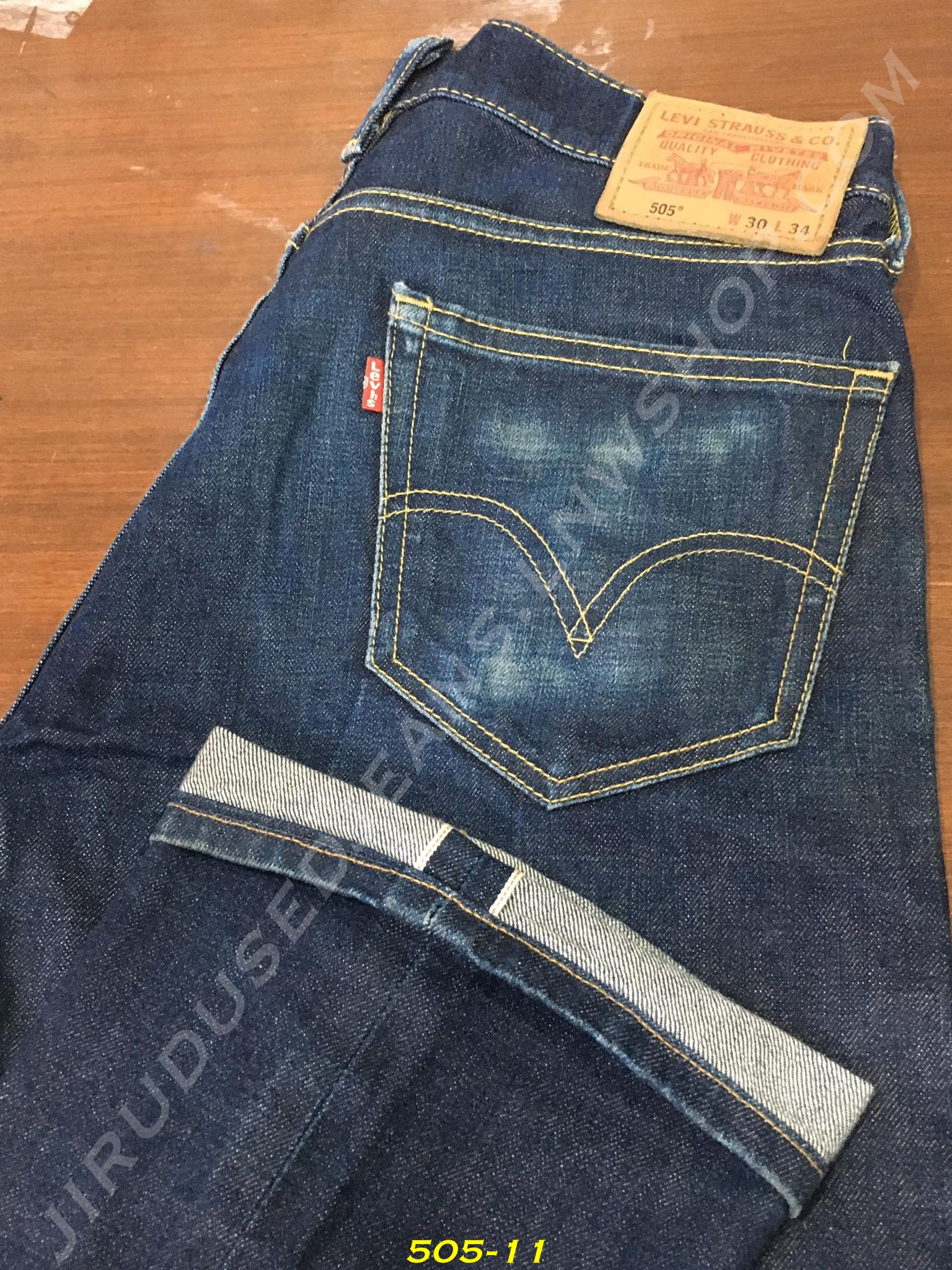 11. Levi’s 505 ริมแดง - กระบอกตรง ฟอกเข้ม เอว 32 ยาว 33 Made in Mexico
