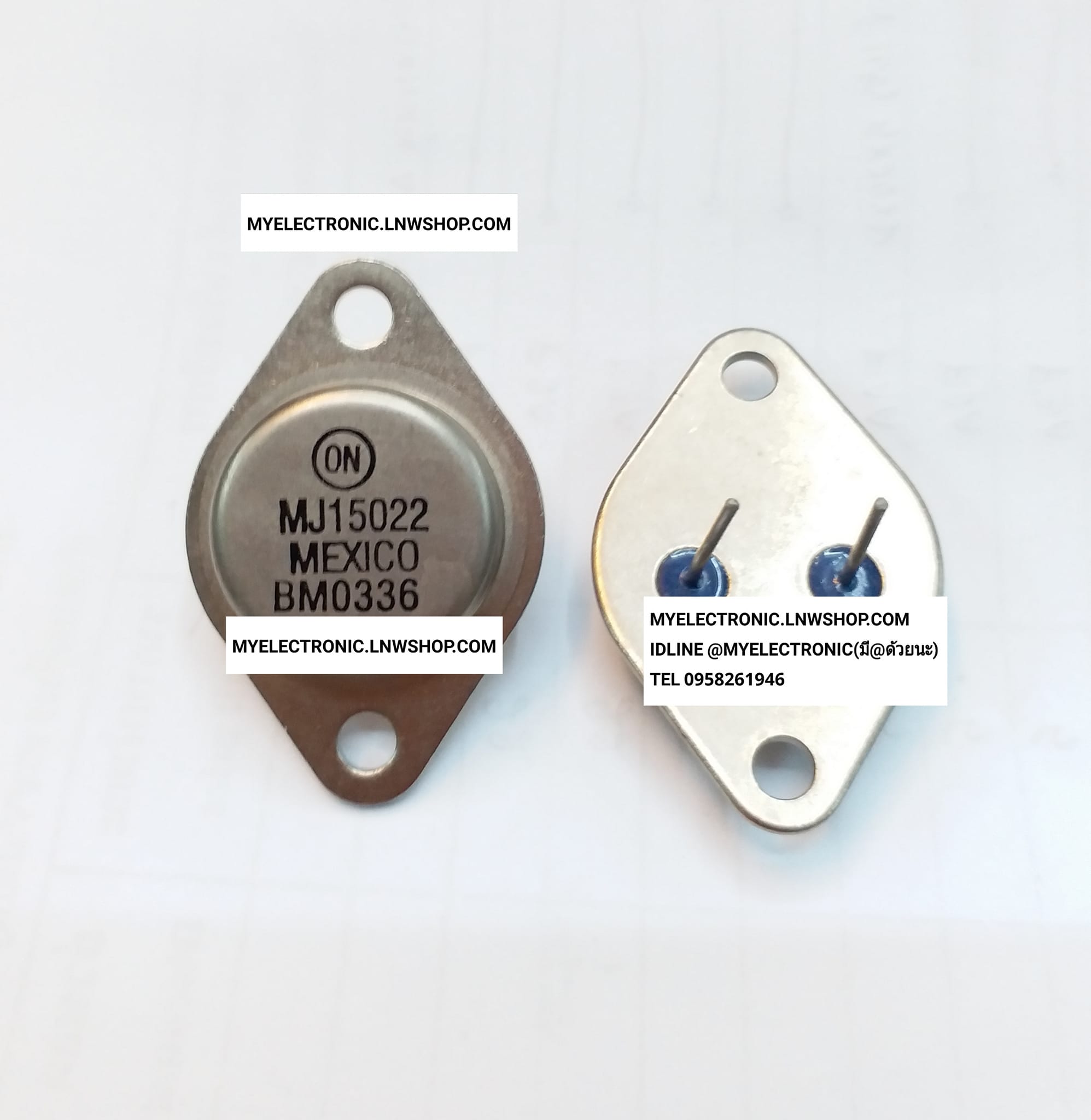 ขาย MJ15022 + MJ15023 ทรานซิสเตอร์ TRANSISTOR ยี่ห้อ ON-SEMI CONDUCTOR ตัวถัง TO-3 จานบิน ราคา คู่ละ . . . . หน่วย บาท