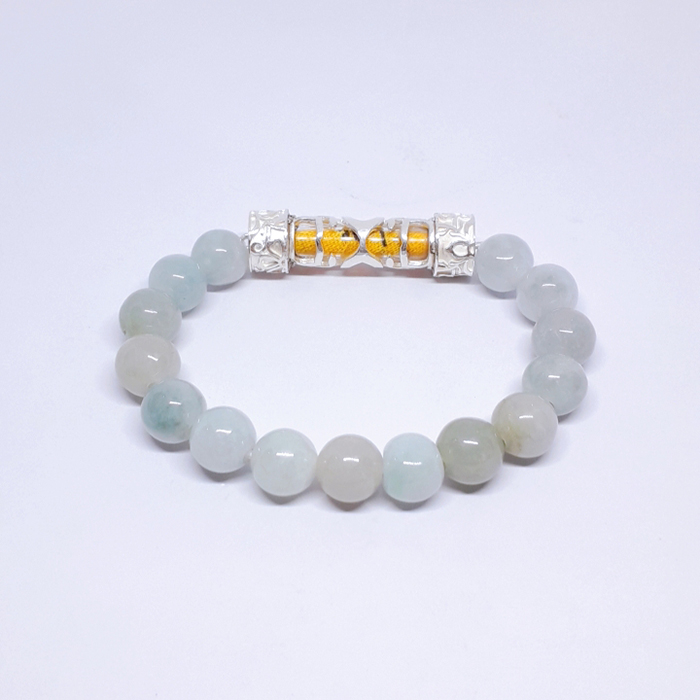 สร้อยข้อมือ JADE&SILVER92.5% ( BRA902 ) @ 5.5 cm. เขียว-ขาว 1 BRA902