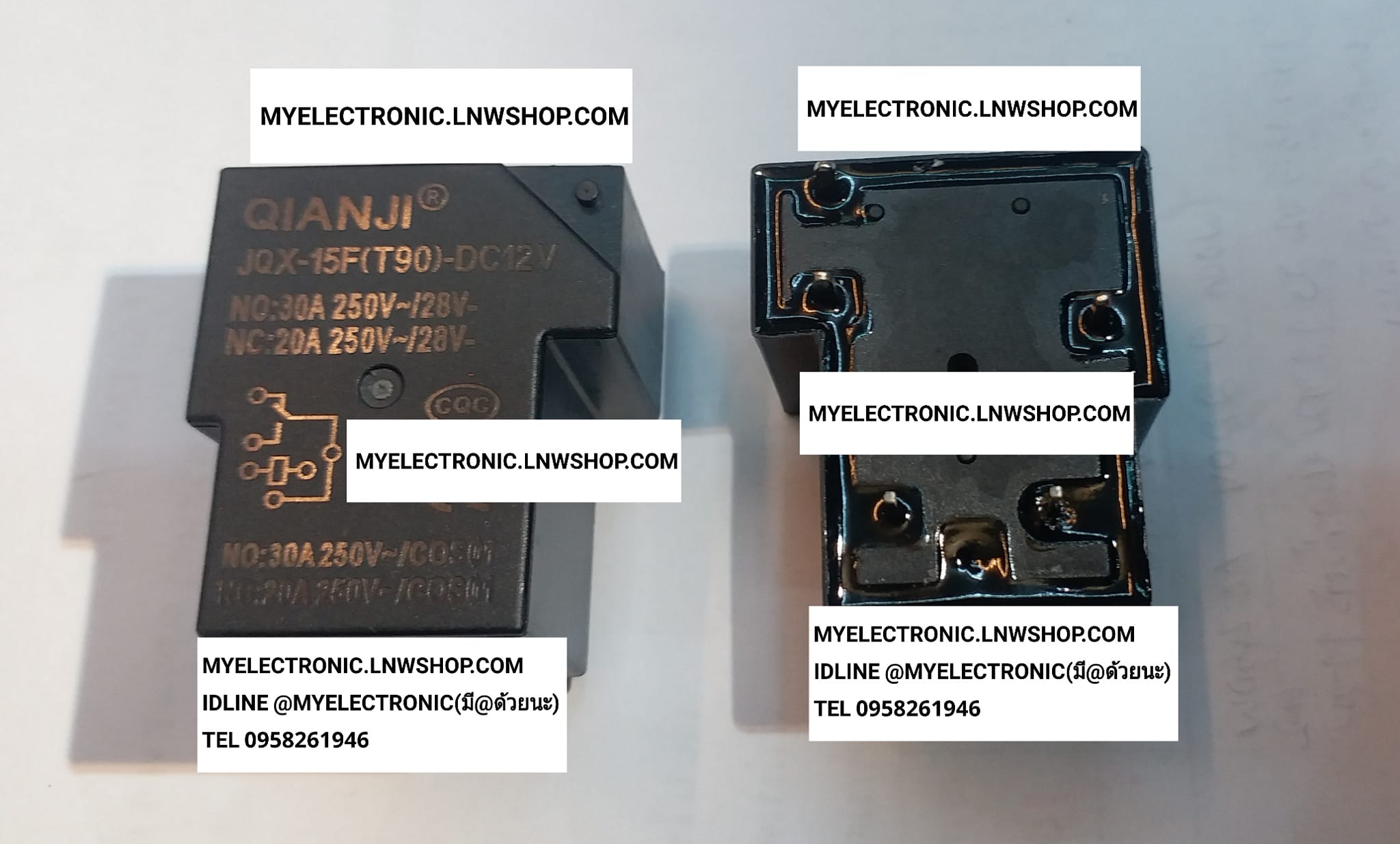 ขาย JQX-15F(090)DC24V ยี่ห้อJQX รีเลย์คอลย์24V5ขา30A250V ราคาตัวละ บาท