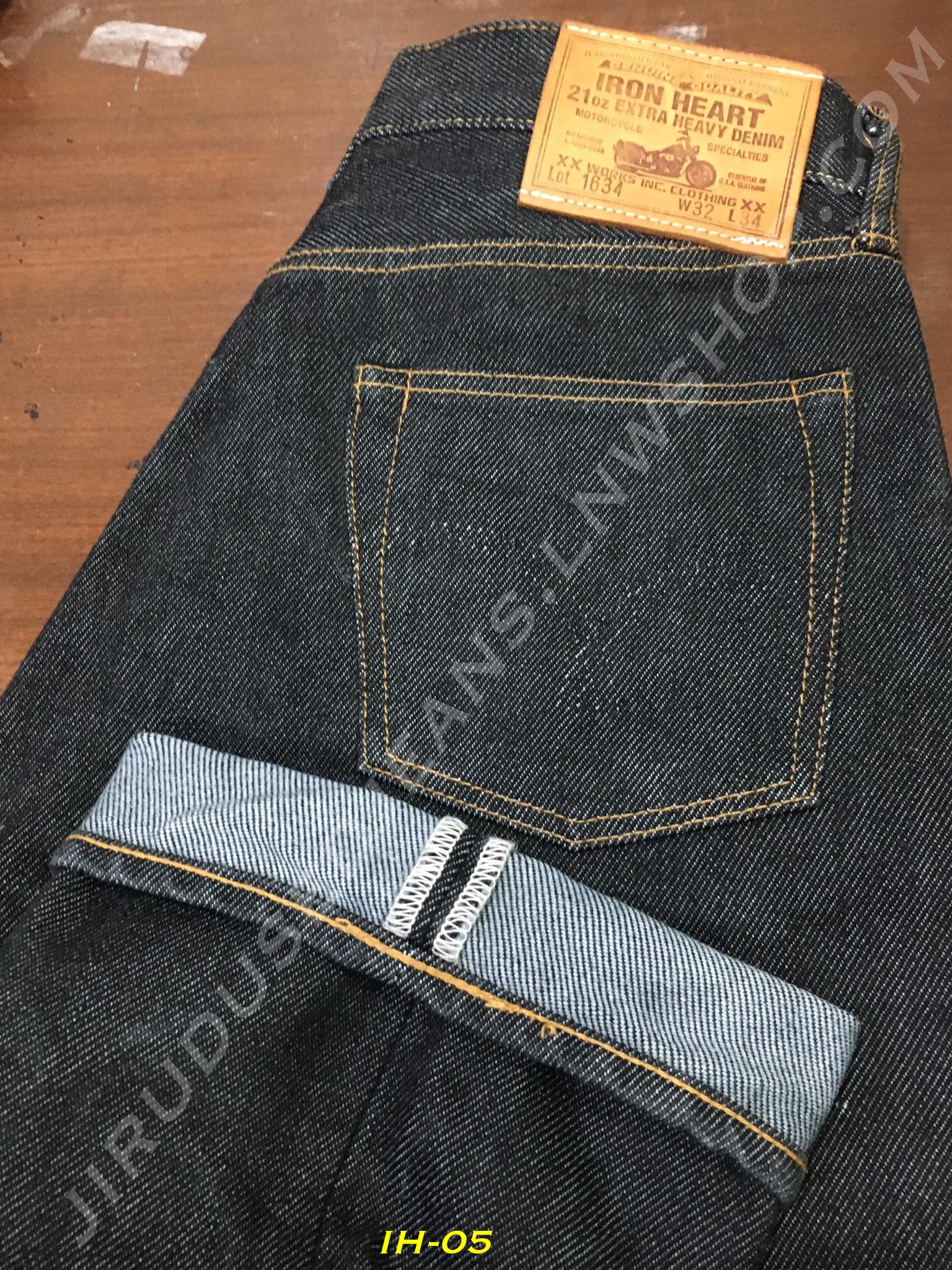 5. Iron Heart - 1634 สีดำ ผ้าญี่ปุ่น 21oz เอว 32 ยาว 34 Made in Japan
